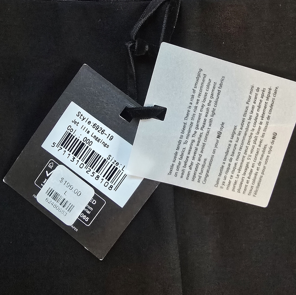 NWT NU Denmark Women's Black Suede Leggings Size Large - Picture 7 of 8